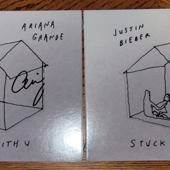 Justin Bieber & Ariana Grande Autographed "Stuck With U" CD Cover, Signed Wicked - Picture 5 of 5